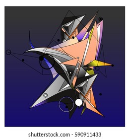 Vector of triangle fractal geometric 3d forms. Modern info banner abstract backgrounds for poster, message presentations or identity layouts. Graphic template and ideas.