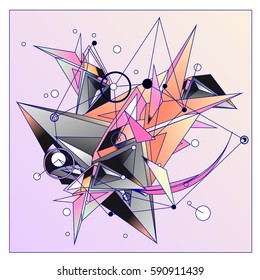 Vector of triangle fractal geometric 3d forms. Modern info banner abstract backgrounds for poster, message presentations or identity layouts. Graphic template and ideas.