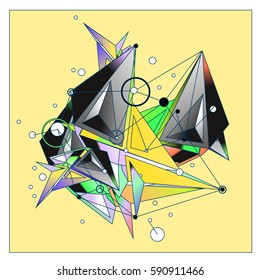 Vector of triangle fractal geometric 3d forms. Modern info banner abstract backgrounds for poster, message presentations or identity layouts. Graphic template and ideas.
