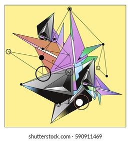 Vector of triangle fractal geometric 3d forms. Modern info banner abstract backgrounds for poster, message presentations or identity layouts. Graphic template and ideas.
