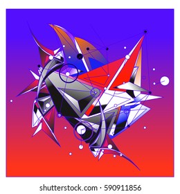 Vector of triangle fractal geometric 3d forms. Modern info banner abstract backgrounds for poster, message presentations or identity layouts. Graphic template and ideas.