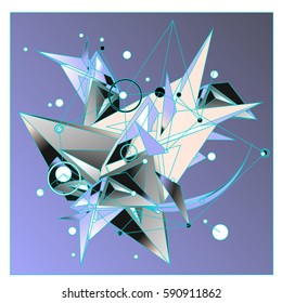 Vector of triangle fractal geometric 3d forms. Modern info banner abstract backgrounds for poster, message presentations or identity layouts. Graphic template and ideas.