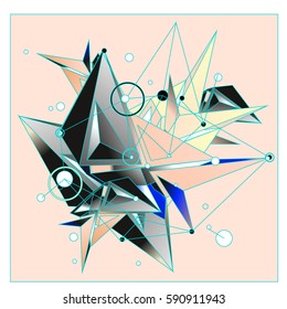 Vector of triangle fractal geometric 3d forms. Modern info banner abstract backgrounds for poster, message presentations or identity layouts. Graphic template and ideas.