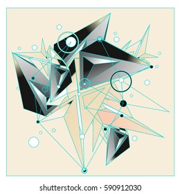 Vector of triangle fractal geometric 3d forms. Modern info banner abstract backgrounds for poster, message presentations or identity layouts. Graphic template and ideas.