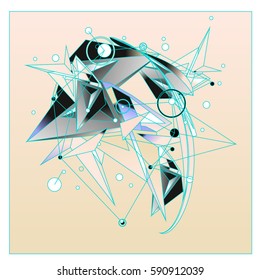 Vector of triangle fractal geometric 3d forms. Modern info banner abstract backgrounds for poster, message presentations or identity layouts. Graphic template and ideas.
