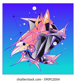 Vector of triangle fractal geometric 3d forms. Modern info banner abstract backgrounds for poster, message presentations or identity layouts. Graphic template and ideas.