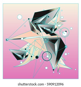 Vector of triangle fractal geometric 3d forms. Modern info banner abstract backgrounds for poster, message presentations or identity layouts. Graphic template and ideas.