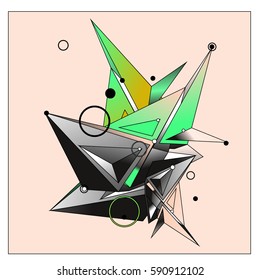 Vector of triangle fractal geometric 3d forms. Modern info banner abstract backgrounds for poster, message presentations or identity layouts. Graphic template and ideas.