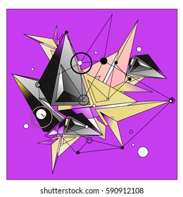 Vector of triangle fractal geometric 3d forms. Modern info banner abstract backgrounds for poster, message presentations or identity layouts. Graphic template and ideas.