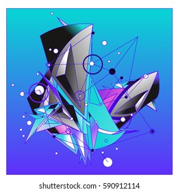 Vector of triangle fractal geometric 3d forms. Modern info banner abstract backgrounds for poster, message presentations or identity layouts. Graphic template and ideas.
