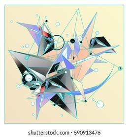 Vector of triangle fractal geometric 3d forms. Modern info banner abstract backgrounds for poster, message presentations or identity layouts. Graphic template and ideas.