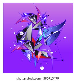 Vector of triangle fractal geometric 3d forms. Modern info banner abstract backgrounds for poster, message presentations or identity layouts. Graphic template and ideas.