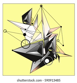 Vector of triangle fractal geometric 3d forms. Modern info banner abstract backgrounds for poster, message presentations or identity layouts. Graphic template and ideas.