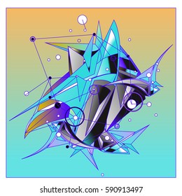 Vector of triangle fractal geometric 3d forms. Modern info banner abstract backgrounds for poster, message presentations or identity layouts. Graphic template and ideas.
