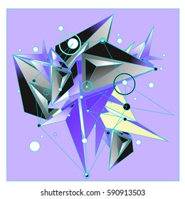 Vector of triangle fractal geometric 3d forms. Modern info banner abstract backgrounds for poster, message presentations or identity layouts. Graphic template and ideas.