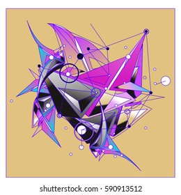 Vector of triangle fractal geometric 3d forms. Modern info banner abstract backgrounds for poster, message presentations or identity layouts. Graphic template and ideas.