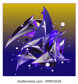 Vector of triangle fractal geometric 3d forms. Modern info banner abstract backgrounds for poster, message presentations or identity layouts. Graphic template and ideas.