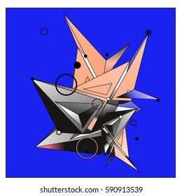 Vector of triangle fractal geometric 3d forms. Modern info banner abstract backgrounds for poster, message presentations or identity layouts. Graphic template and ideas.