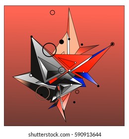 Vector of triangle fractal geometric 3d forms. Modern info banner abstract backgrounds for poster, message presentations or identity layouts. Graphic template and ideas.