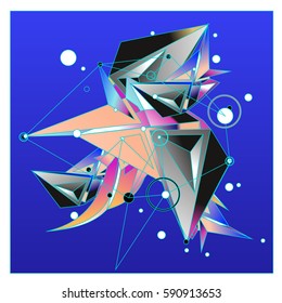 Vector of triangle fractal geometric 3d forms. Modern info banner abstract backgrounds for poster, message presentations or identity layouts. Graphic template and ideas.