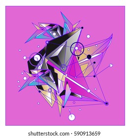 Vector of triangle fractal geometric 3d forms. Modern info banner abstract backgrounds for poster, message presentations or identity layouts. Graphic template and ideas.