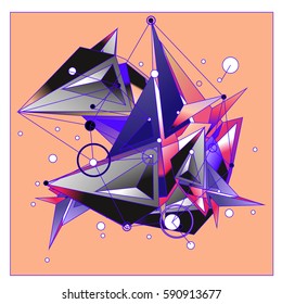 Vector of triangle fractal geometric 3d forms. Modern info banner abstract backgrounds for poster, message presentations or identity layouts. Graphic template and ideas.