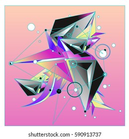 Vector of triangle fractal geometric 3d forms. Modern info banner abstract backgrounds for poster, message presentations or identity layouts. Graphic template and ideas.
