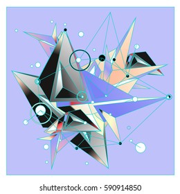 Vector of triangle fractal geometric 3d forms. Modern info banner abstract backgrounds for poster, message presentations or identity layouts. Graphic template and ideas.