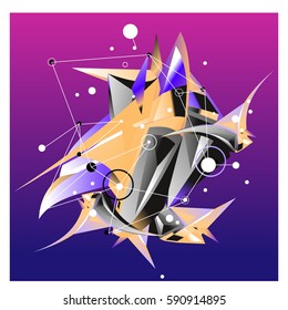 Vector of triangle fractal geometric 3d forms. Modern info banner abstract backgrounds for poster, message presentations or identity layouts. Graphic template and ideas.