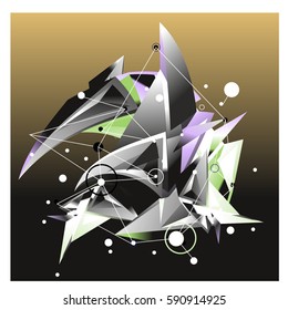 Vector of triangle fractal geometric 3d forms. Modern info banner abstract backgrounds for poster, message presentations or identity layouts. Graphic template and ideas.
