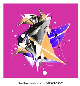 Vector of triangle fractal geometric 3d forms. Modern info banner abstract backgrounds for poster, message presentations or identity layouts. Graphic template and ideas.