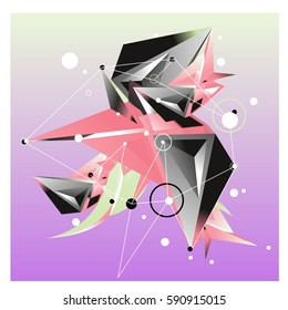 Vector of triangle fractal geometric 3d forms. Modern info banner abstract backgrounds for poster, message presentations or identity layouts. Graphic template and ideas.
