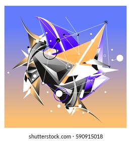 Vector of triangle fractal geometric 3d forms. Modern info banner abstract backgrounds for poster, message presentations or identity layouts. Graphic template and ideas.