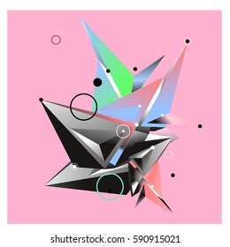 Vector of triangle fractal geometric 3d forms. Modern info banner abstract backgrounds for poster, message presentations or identity layouts. Graphic template and ideas.