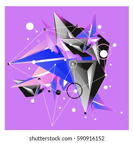 Vector of triangle fractal geometric 3d forms. Modern info banner abstract backgrounds for poster, message presentations or identity layouts. Graphic template and ideas.