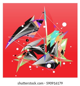 Vector of triangle fractal geometric 3d forms. Modern info banner abstract backgrounds for poster, message presentations or identity layouts. Graphic template and ideas.