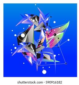 Vector of triangle fractal geometric 3d forms. Modern info banner abstract backgrounds for poster, message presentations or identity layouts. Graphic template and ideas.
