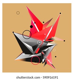 Vector of triangle fractal geometric 3d forms. Modern info banner abstract backgrounds for poster, message presentations or identity layouts. Graphic template and ideas.