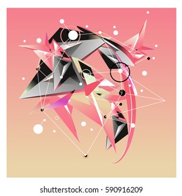 Vector of triangle fractal geometric 3d forms. Modern info banner abstract backgrounds for poster, message presentations or identity layouts. Graphic template and ideas.