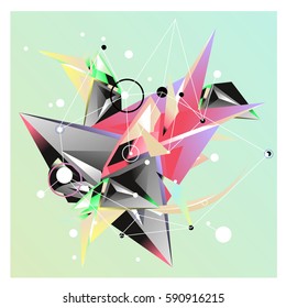 Vector of triangle fractal geometric 3d forms. Modern info banner abstract backgrounds for poster, message presentations or identity layouts. Graphic template and ideas.