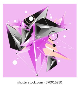 Vector of triangle fractal geometric 3d forms. Modern info banner abstract backgrounds for poster, message presentations or identity layouts. Graphic template and ideas.