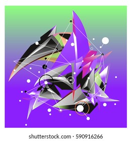 Vector of triangle fractal geometric 3d forms. Modern info banner abstract backgrounds for poster, message presentations or identity layouts. Graphic template and ideas.
