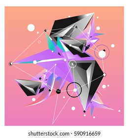 Vector of triangle fractal geometric 3d forms. Modern info banner abstract backgrounds for poster, message presentations or identity layouts. Graphic template and ideas.