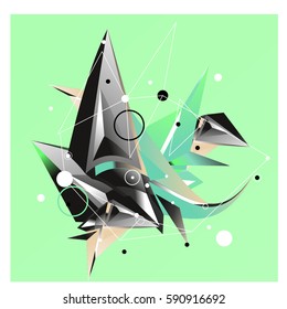 Vector of triangle fractal geometric 3d forms. Modern info banner abstract backgrounds for poster, message presentations or identity layouts. Graphic template and ideas.
