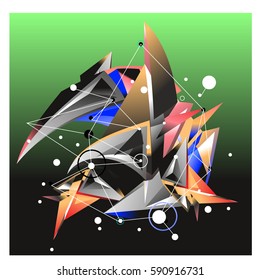 Vector of triangle fractal geometric 3d forms. Modern info banner abstract backgrounds for poster, message presentations or identity layouts. Graphic template and ideas.