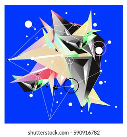 Vector of triangle fractal geometric 3d forms. Modern info banner abstract backgrounds for poster, message presentations or identity layouts. Graphic template and ideas.