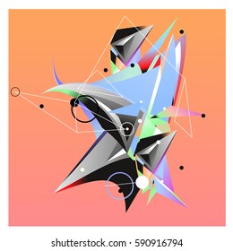 Vector of triangle fractal geometric 3d forms. Modern info banner abstract backgrounds for poster, message presentations or identity layouts. Graphic template and ideas.