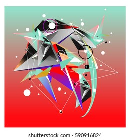 Vector of triangle fractal geometric 3d forms. Modern info banner abstract backgrounds for poster, message presentations or identity layouts. Graphic template and ideas.
