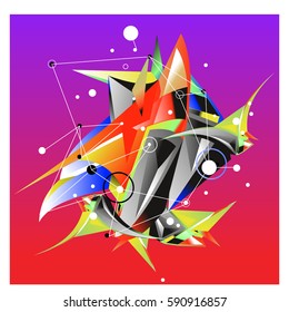 Vector of triangle fractal geometric 3d forms. Modern info banner abstract backgrounds for poster, message presentations or identity layouts. Graphic template and ideas.
