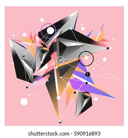 Vector of triangle fractal geometric 3d forms. Modern info banner abstract backgrounds for poster, message presentations or identity layouts. Graphic template and ideas.